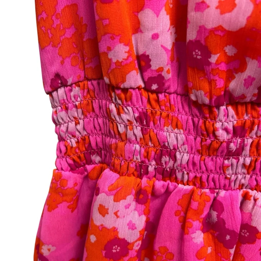 Sugarlips Hot Pink Floral Surplice Ruffle Dress - Picture 7 of 16